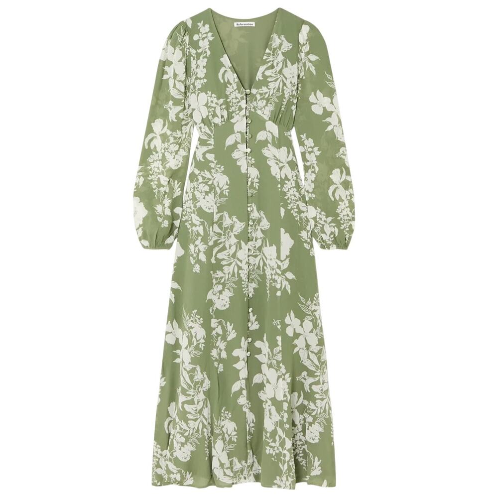Reformation Floral Green Brogan Maxi Dress Size 4